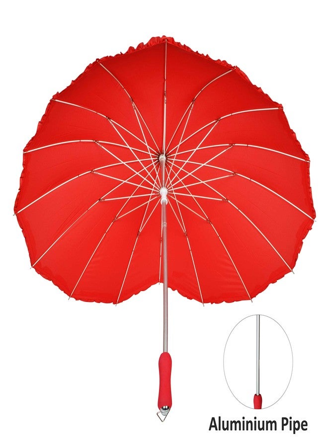 EUME Heart Shape Umbrella Valentine Gift Umbrella (Red) - Image 5